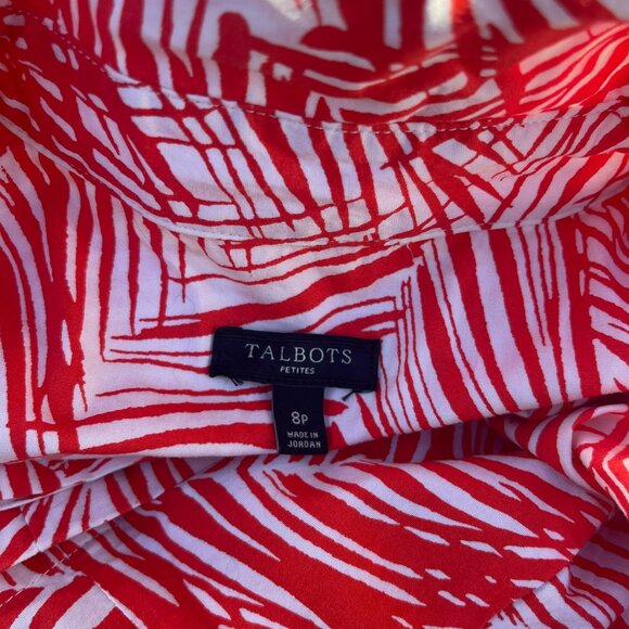 Talbots Orange and White Palm Dress Size 8P - Picture 7 of 10